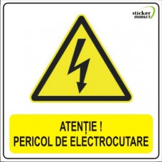 Sticker psi pericol electrocutare 14x14cm
